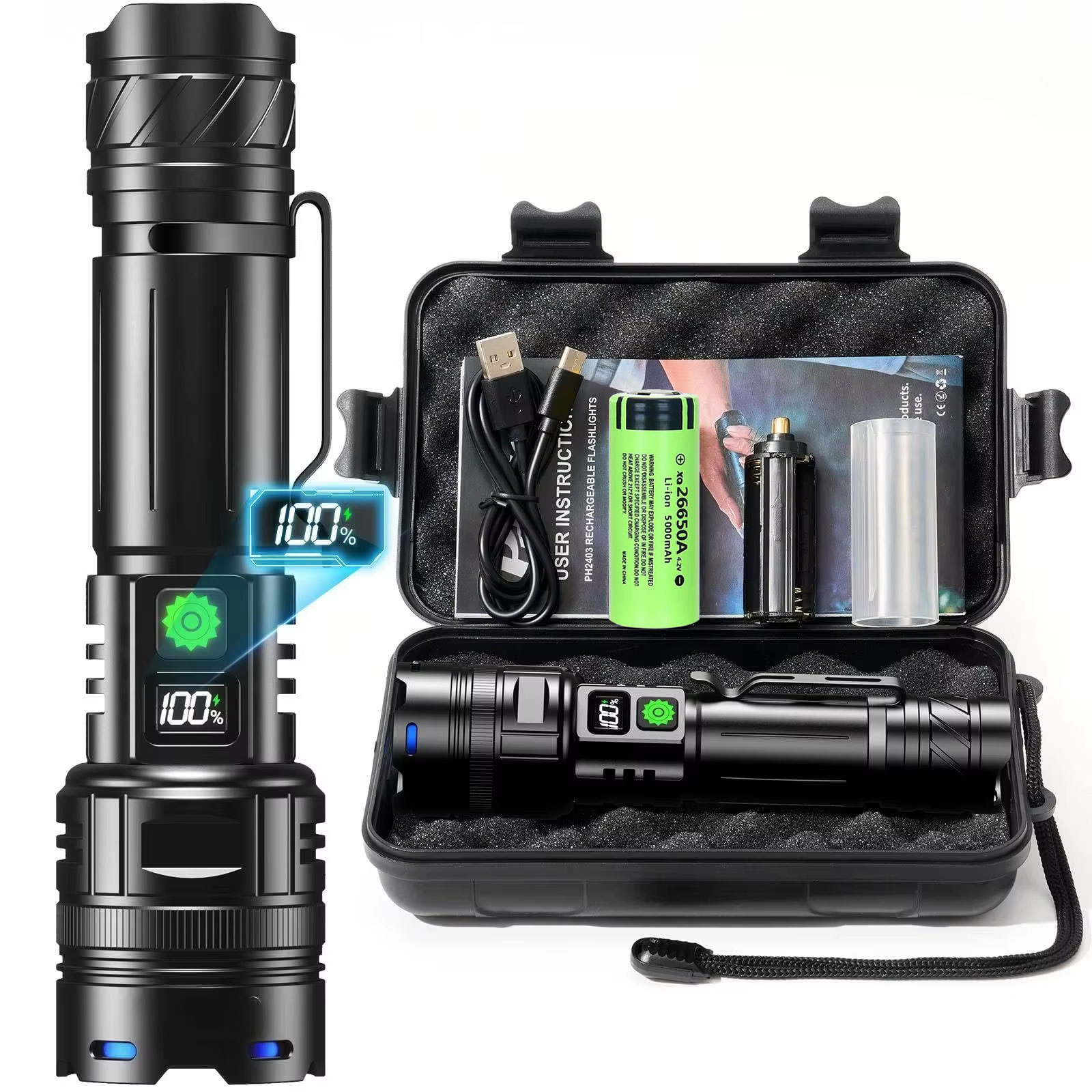 Edc Carry Pen - High Power LED Flashlight USB Rechargeable